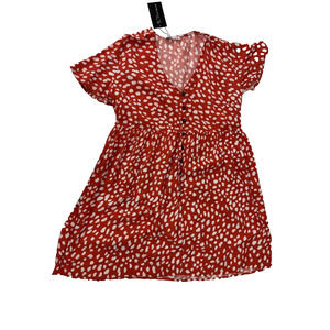 Twee NWT R. Vioimos Babydoll Dress Boho Orange Print Knee-Length Size 16 / 18